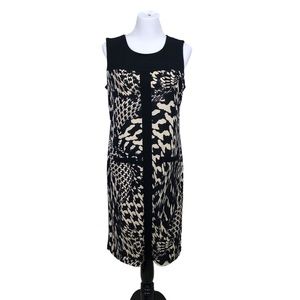 ABS Silver Label sleeveless black and tan sheath dress